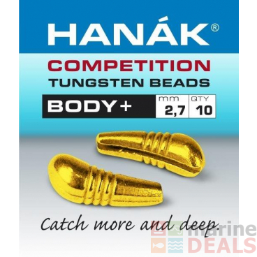 HANAK Competition BODY+ Tungsten Beads Qty 20 Gold