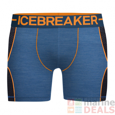 Icebreaker Mens Merino Hybrid Anatomica Zone Boxers Sea Blue Heather/Koi L