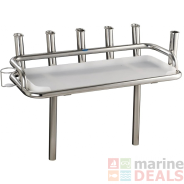Manta BS800SF Heavy Duty Bait Station with 6 Rod Holders incl Can Holder 2 Folding Skinny Legs and Sockets