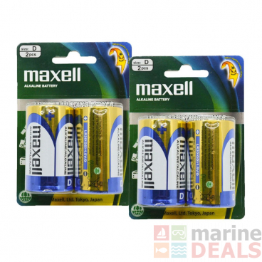 Maxell D Alkaline Battery 4-Pack