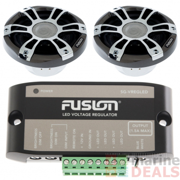 Fusion 2-Way Coaxial Sports Chrome LED Marine Speakers with Regulator 6.5in 230W