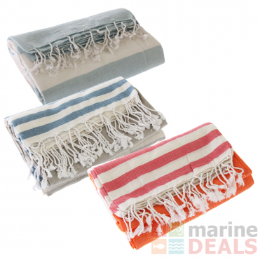 Turkish Hand-loomed Flat-Weave Cotton Beach Towels Set of 3 