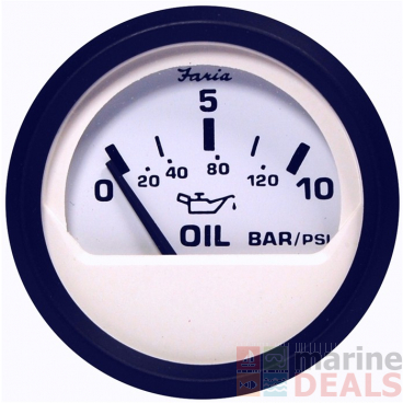 Faria Oil Pressure Gauge 10 Bar in Euro White Style (Euro Resistance)
