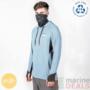 Desolve Fish Face UPF30+ Hoodie Stone Blue