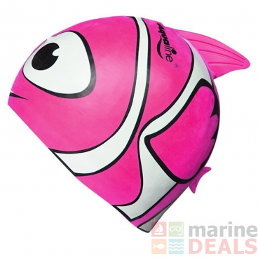 Aqualine Fish Silicone Kids Swim Cap Pink