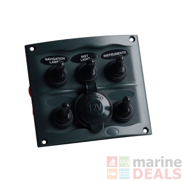 BEP Marine 900-5WPS 5-Way Switch Panel with Waterproof Socket