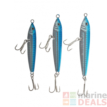 Blue Silver Micro Jig with Twin Treble Hooks