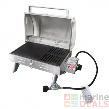 Kiwi Sizzler 316 Stainless Solid Top Portable BBQ with Flame Failure Device