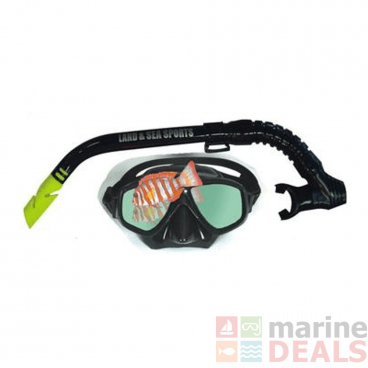 Land & Sea Sports Clearwater Mask and Snorkel Set Black Mirror Lens