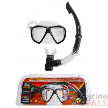 Mirage Carbon Adult Silicone Dive Mask and Snorkel Set Clear