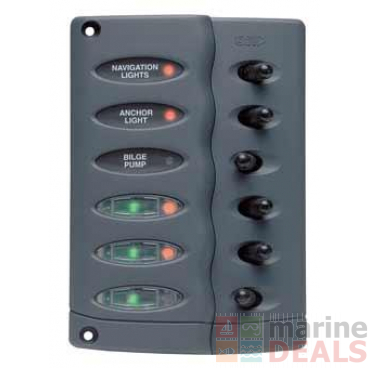 BEP Marine Waterproof 6 Way LED Switch Panel with Fuse