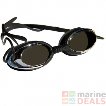 Aqualine Metallix Mirrored Lens Swimming Goggles Black