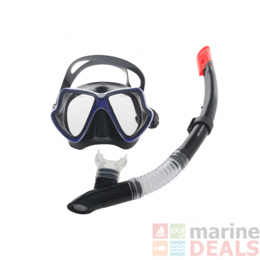 Mirage Pacific Adult Silicone Dive Mask and Snorkel Set Black/Blue