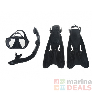 Mirage Rayzor Adult Mask Snorkel and Fins Set Black