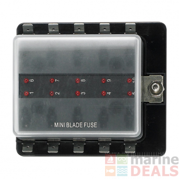 Marine Fuse Holder 10 Gang with LED Indicator