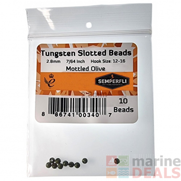 Semperfli Slotted Tungsten Beads 2.8mm Mottled Olive Qty 10