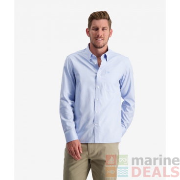 Swanndri Barrington Mens Long Sleeve Cotton Shirt Self Stripe Blue