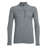 Icebreaker Mens Merino Mt Elliot Long Sleeve Zip Gritstone Heather/Black L