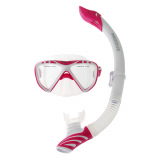 Pro-Dive Twin Lens Premium Silicone Dive Mask and Snorkel Set Pink/White