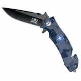 Buffalo River Spitfire Folding Knife 8.5cm Blue Camo