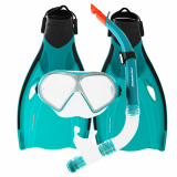 Mirage Mission Adult Dive Mask Snorkel and Fins Set Teal L/XL