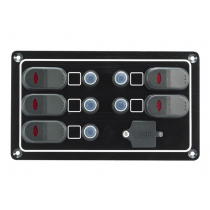 Waterproof Aluminium 5-Way Switch Panel with USB 12VDC
