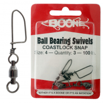 Boone Ball Bearing Coastlock Snap Swivels Size 4 100lb Qty 3