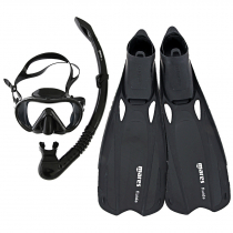Mares Cobia and Fluida Adult Dive Mask Snorkel and Fins Set Black