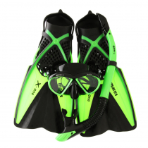 Mares Bonito X-One Adult Dive Mask Snorkel and Fins Set Lime/Black