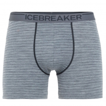 Icebreaker Mens Merino Anatomica Boxers Gritstone Heather/Black/Stripe S