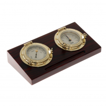 Weems & Plath Porthole Clock and Barometer Desk Set