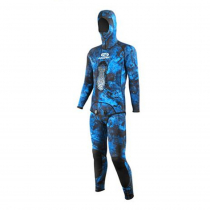 Aropec Mens Hooded Open-Cell Spearfishing Wetsuit Camo Blue 2mm 2pc