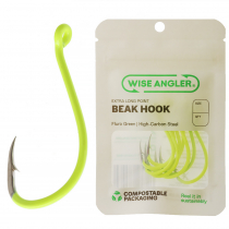 Wise Angler Extra Long Point Beak Hooks Fluoro Green
