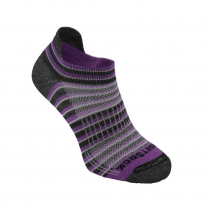 Wrightsock Coolmesh II Tab Socks Plum/Black/White Stripe L