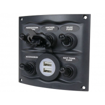 BEP Marine 5-Way Waterproof Switch Panel with Dual USB