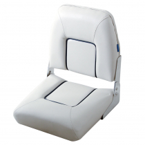 V-Quipment First Mate Deluxe Folding Seat White with Dark Blue Seams