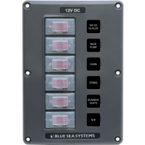 Blue Sea Water-Resistant 12V 6 Circuit Breaker Switch Panel