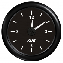KUS Boat Clock Gauge Black