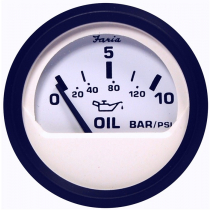 Faria Oil Pressure Gauge 10 Bar in Euro White Style (Euro Resistance)