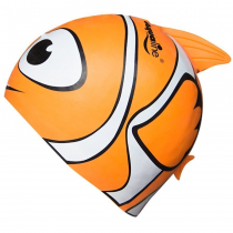 Aqualine Fish Silicone Kids Swim Cap Orange