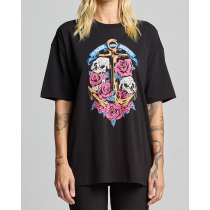 The Mad Hueys Skulls and Roses Oversized Womens T-Shirt Black