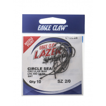Eagle Claw L702 Lazer Sharp Non-Offset Circle Hooks 2/0 Qty 10