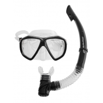 Mirage Carbon Adult Silicone Dive Mask and Snorkel Set Clear