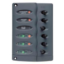BEP Marine Waterproof 6 Way LED Switch Panel with Fuse