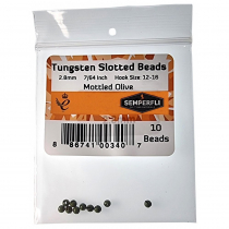 Semperfli Slotted Tungsten Beads 2.8mm Mottled Olive Qty 10