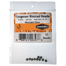Semperfli Slotted Tungsten Beads 3.3mm Mottled Olive Qty 10