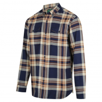 Ridgeline Organic Mens Check Shirt Navy and Brown