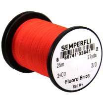 Semperfli Fluoro Brite Fly Tying Thread 3/0 27yd #4 Red