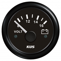 KUS Voltmeter Gauge 8-16V Black
