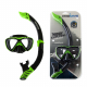Pro-Dive Twin Lens Premium Silicone Dive Mask and Snorkel Set Green/Black